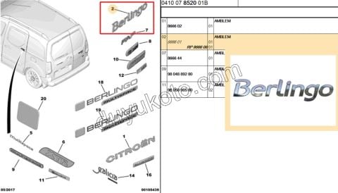 YAZI BERLINGO BR3 1P