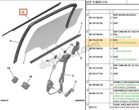 Arka Kapı Camı Sol Dış Sıyırıcı Fitil P301 KROM+