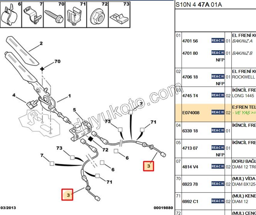 El Fren Teli Sağ/Sol P106 KAMPANA
