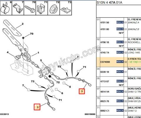 El Fren Teli Sağ/Sol P106 KAMPANA