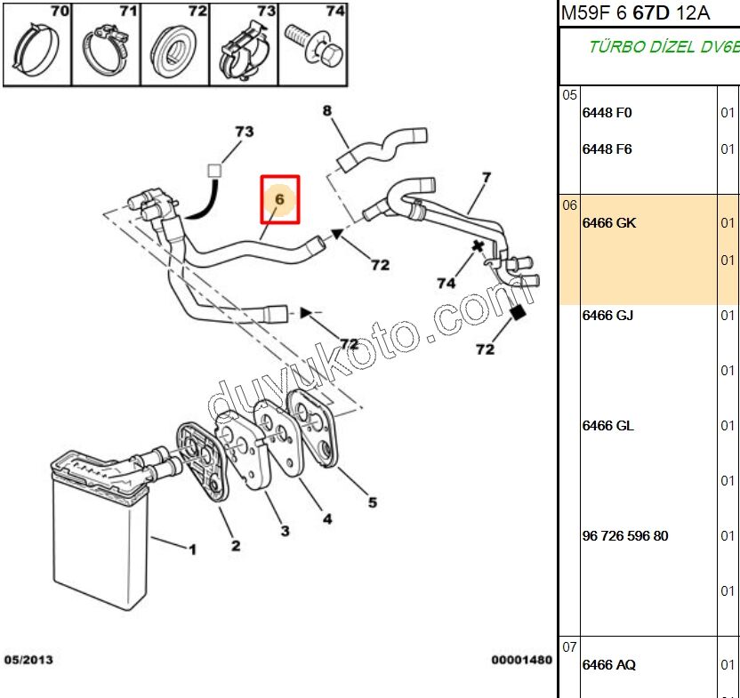 Kalorifer Hortumu PRT2 1.6HDİ Euro4 05/11