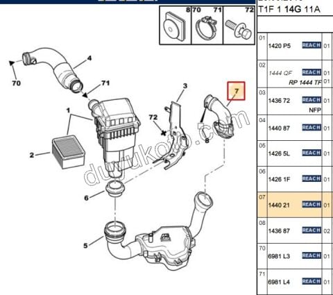 Peugeot 206 Hava Filtre Borusu TU3 EW10