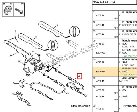 El Fren Teli Sağ P306 KAMPANA