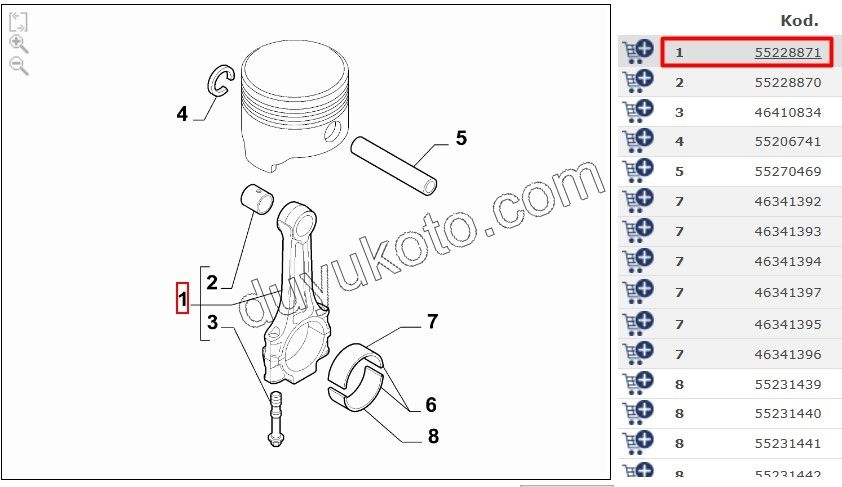 KOL PISTON 1.6JTD BR DB3