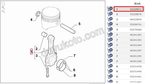 KOL PISTON 1.6JTD BR DB3