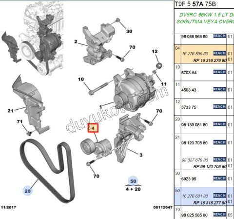 KUTUK RULMAN ALTER 1.5HDİ Euro6 KIT