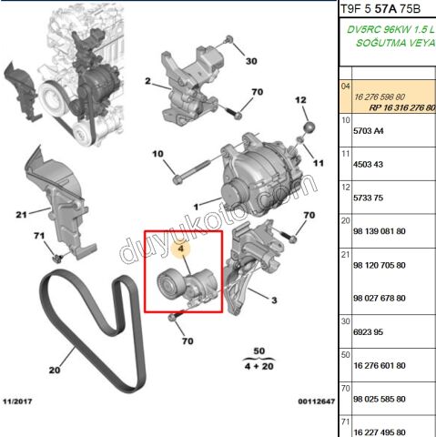 KUTUK RULMAN ALTER 1.5HDİ Euro6 KIT