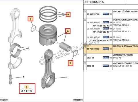 PISTON+SEGMAN STD BXR3 TK