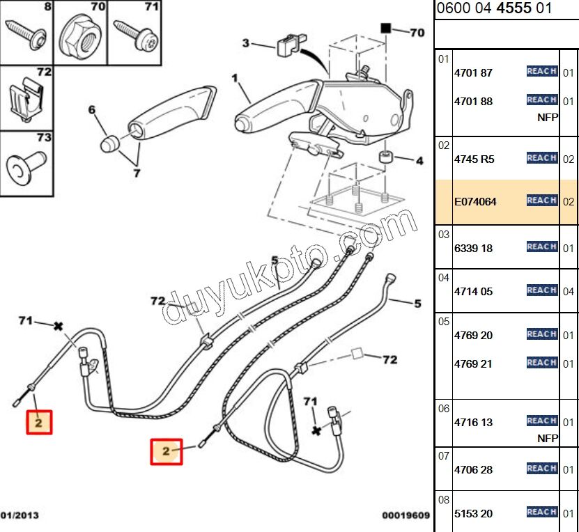 El Fren Teli Sağ/Sol C51 C52