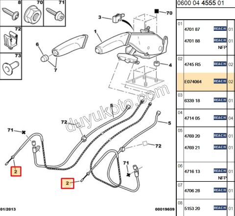 El Fren Teli Sağ/Sol C51 C52