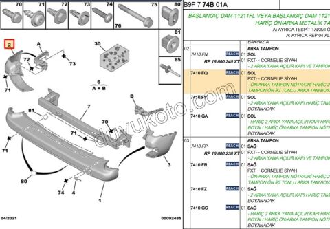 TAMPON ARKA KOSE L PRT3 SIYAH