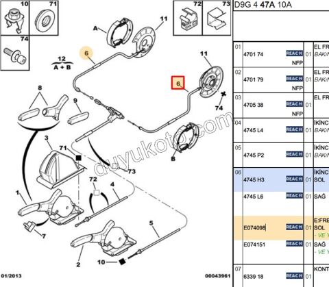 Sol Arka El Fren Teli P406 DISK