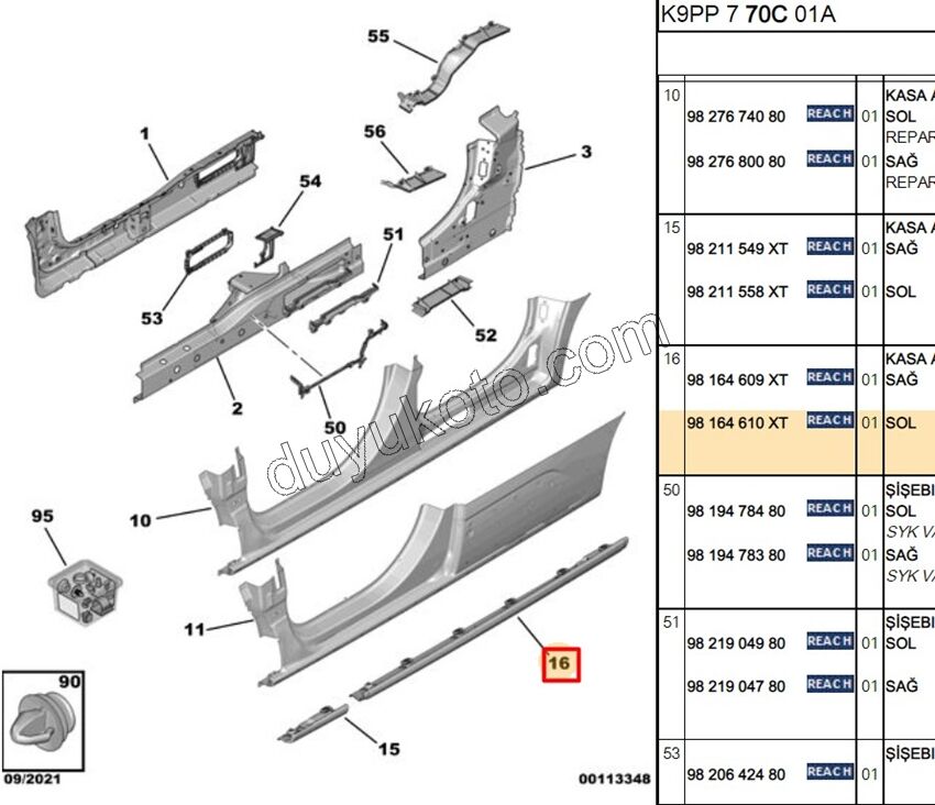PLASTIK ETEK ARKA UZUN L PRT4