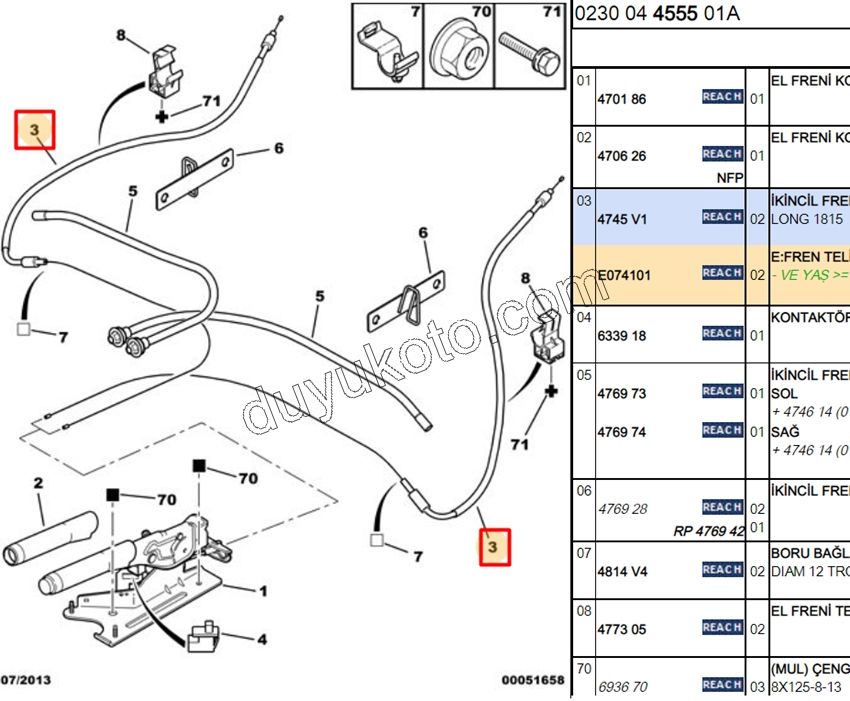 El Fren Teli Sağ Sol C31 1.4HDİ 16V Euro4