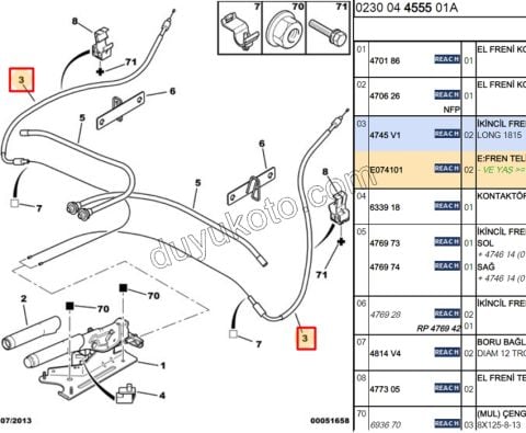 El Fren Teli Sağ Sol C31 1.4HDİ 16V Euro4