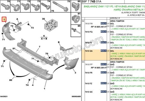 TAMPON ARKA KOSE L PRT3 AST+