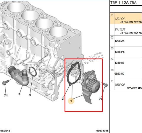 Devirdaim Su Pompası 1.9D, 1998/2003 1.9D,Y.M 03/09 DW10 8V