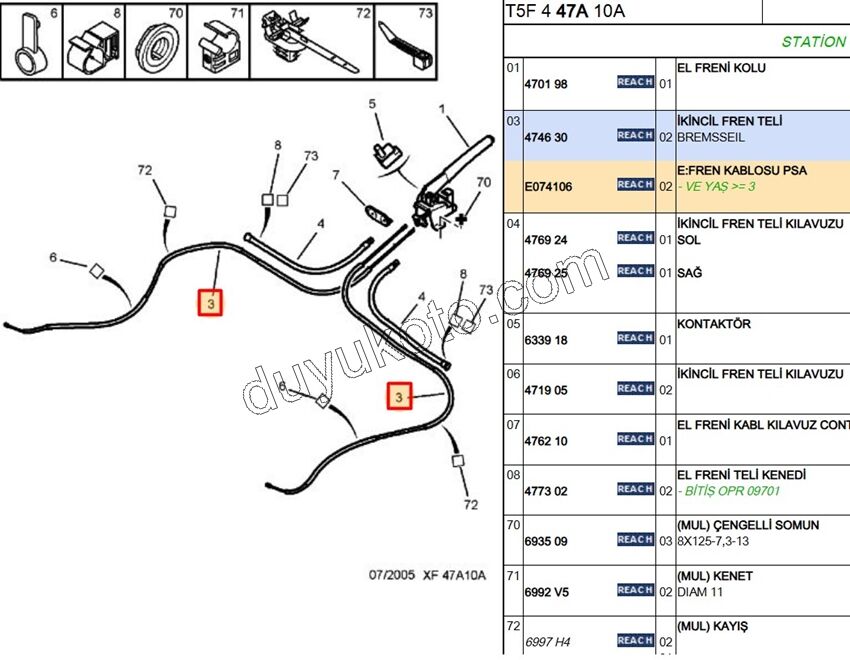 El Fren Teli Sağ/Sol P307SW C4SDN