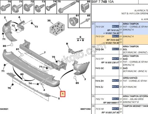 TAMPON ARKA ORTA PRT3