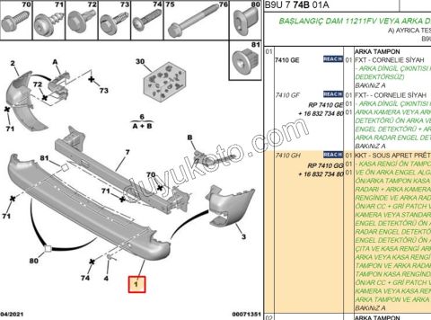 TAMPON ARKA ORTA PRT3