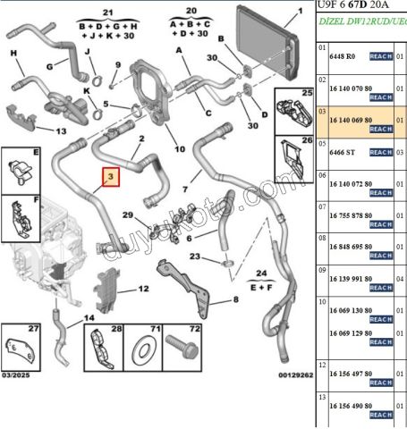 Kalorifer Hortumu BXR3 DW12R