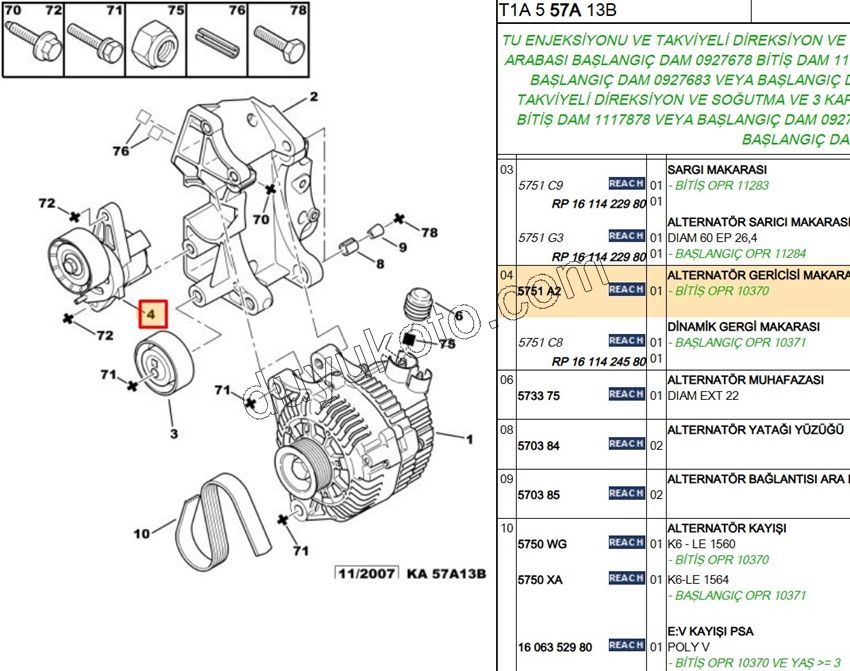 KUTUK RULMAN ALTER P206 1.6İ 16V Benzinli