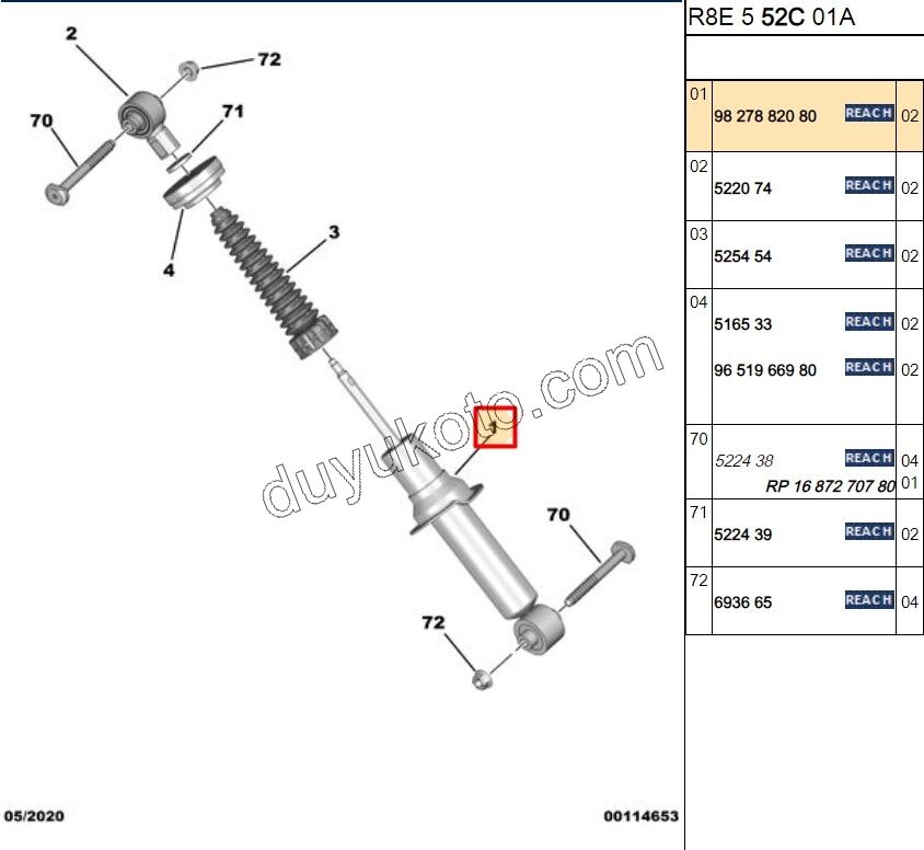 Arka Amortisör P5082 1.5HDİ Euro6 C