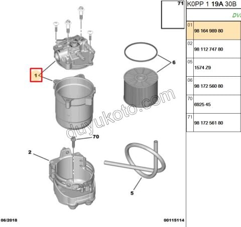 Komple Mazot Filtresi EXP4 1.5HDİ Euro6 UC TEK