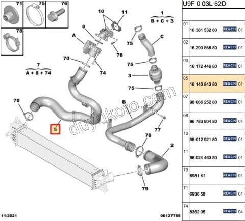 HORTUM TURBO INTER R ALT BXR3MQ DW10FU