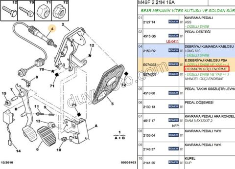 Debriyaj Teli PRT1 P306 XU7JP XU7JP4 BE3