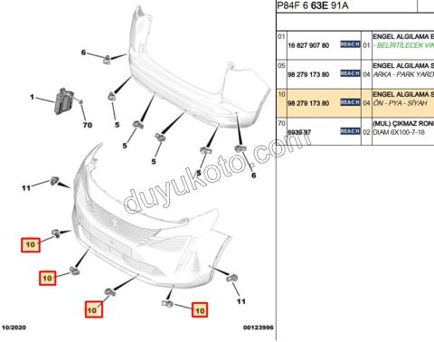 SENSOR PARK ORTA ON ARKA P30082 P30082MQ C3AIR SIYAH