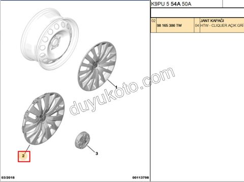 Jant Kapağı 16'inç PRT4 GOLET CLIQUER ACIK GRI