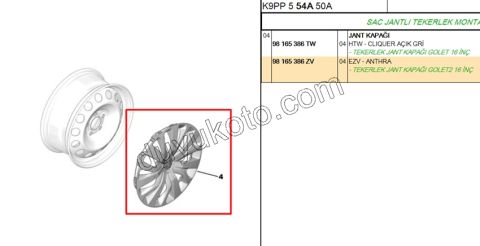 Jant Kapağı 16INC PRT4 GOLET2 ANTHRA FUME