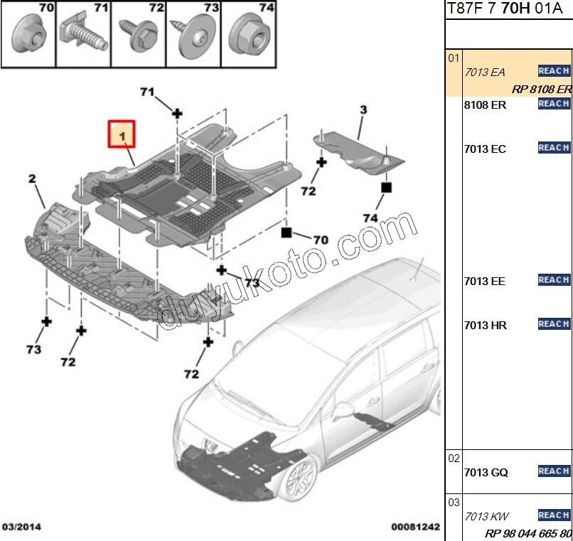Yağ Karteri Muhafazası P3081 P30081 P50081 RCZ C41MQ C4PC1 DS5 DV6