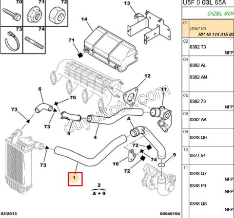 Turbo Hava Hortumu İnterkol İle Turbo Arası BXR2