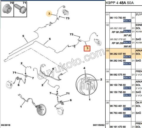 2019> Partner Rifter Berlingo Combo Doblo Proace City Fren Borusu Arka 1.5HDİ Euro6