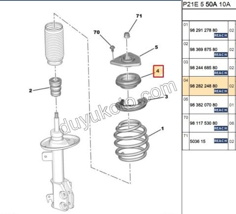 Ön Sağ Amortisör Rulmanı P2082 P20082 CRSF AMI C43