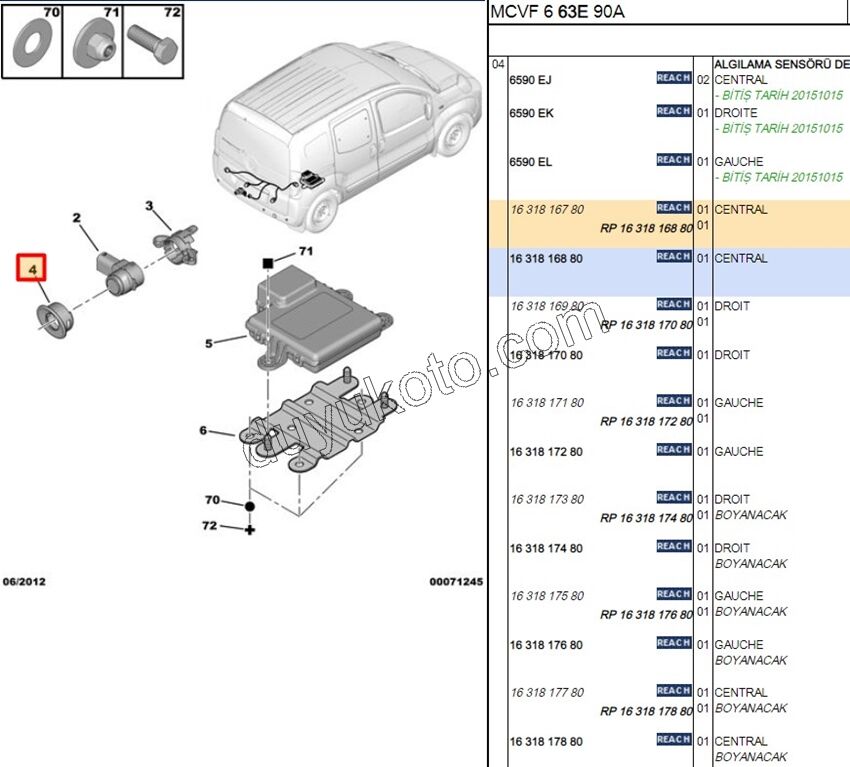 Ön Park Sensörü Çerçevesi Orta X2AD YM PBP FRN
