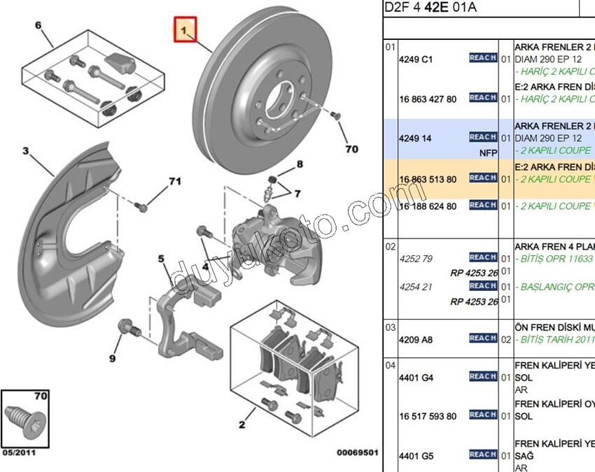 Fren Diski Arka Tk P407 P607 P508 RCZ