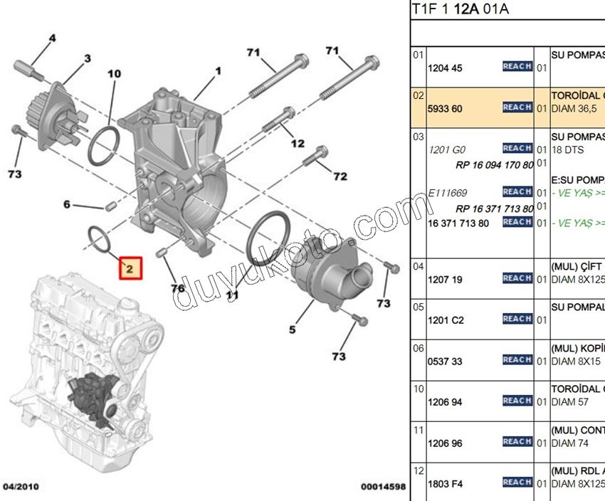 ORING CONTA DEVIRDAIM GOVDE + BLOK TU3 TU5 ET3 GOVDE