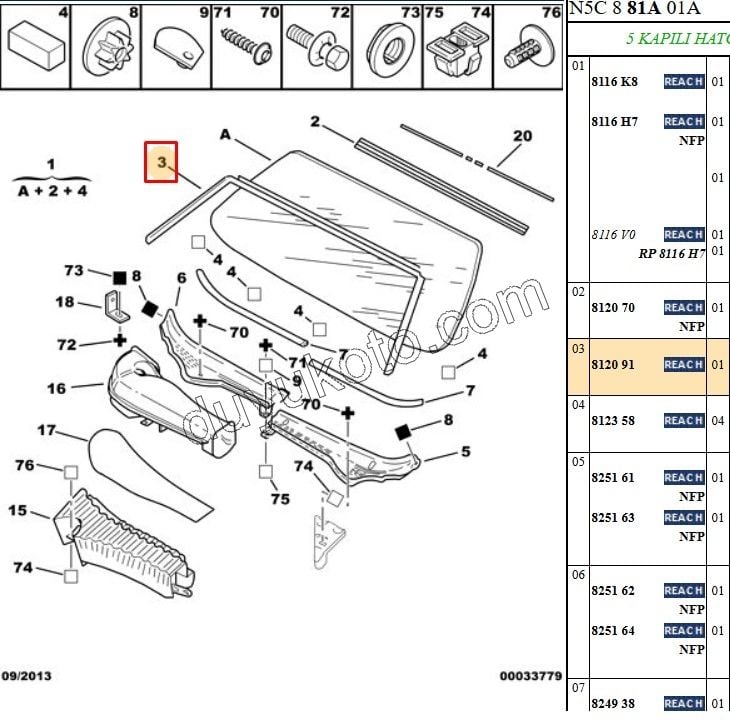 FITIL ON CAM LASTIK P306