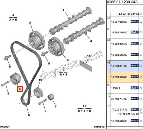 Peugeot Citroen Opel 1.2 Eksantrik/Triger Kayış Seti 1.2CC PURETECH
