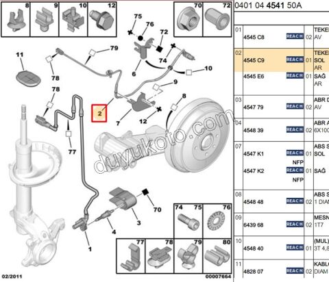 Sağ Abs Kablosu Arka Teker Sol PRT1 PRT2 (KAMPANA+DISK)