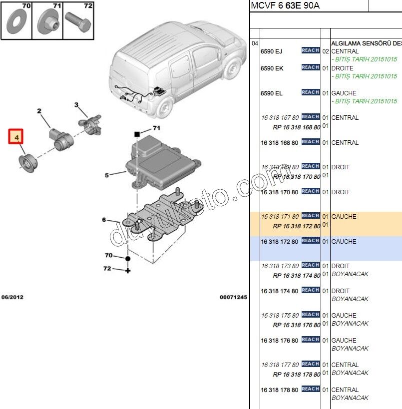 Sol Ön Park Sensörü Çerçeve PBP FRN