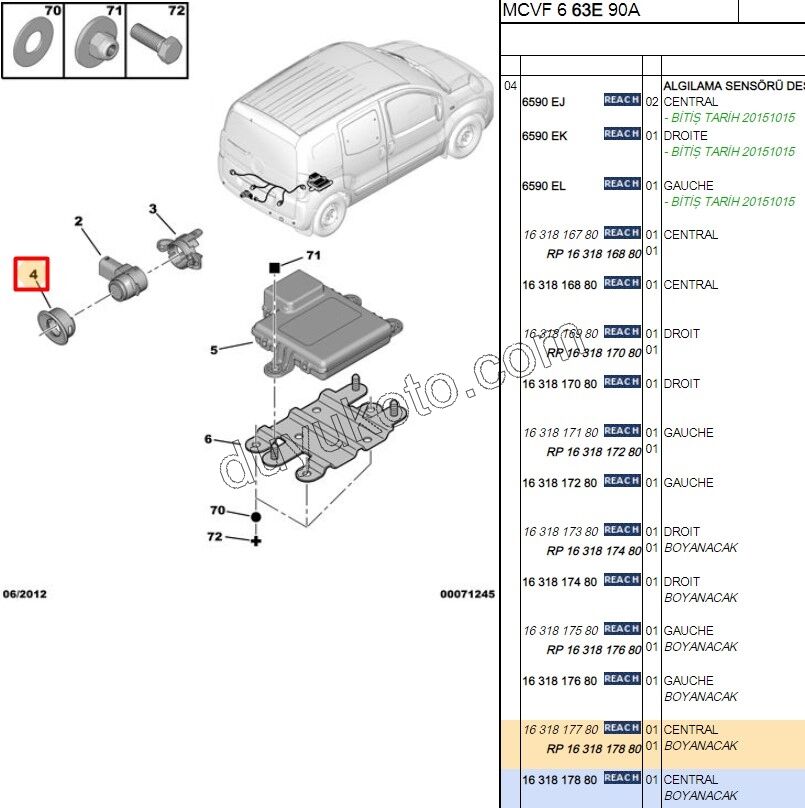 Sol Ön Park Sensörü Çerçeve PBP FRN