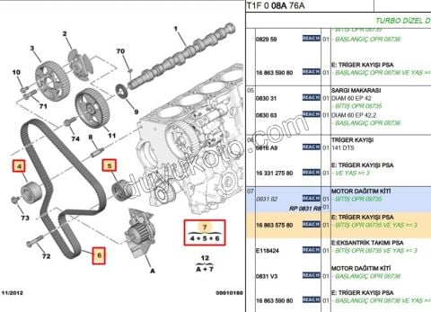 Eksantrik Triger Kayış Seti DW10 8V