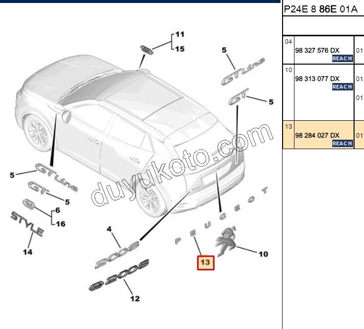 YAZI PEUGEOT BAGAJ P20082