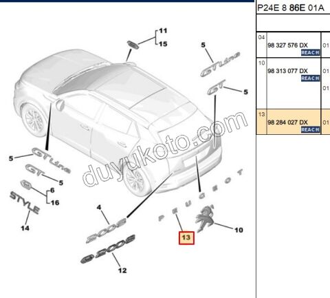 YAZI PEUGEOT BAGAJ P20082