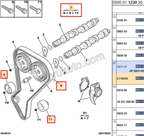 Eksantrik/Triger Kayış Seti XU10J4R