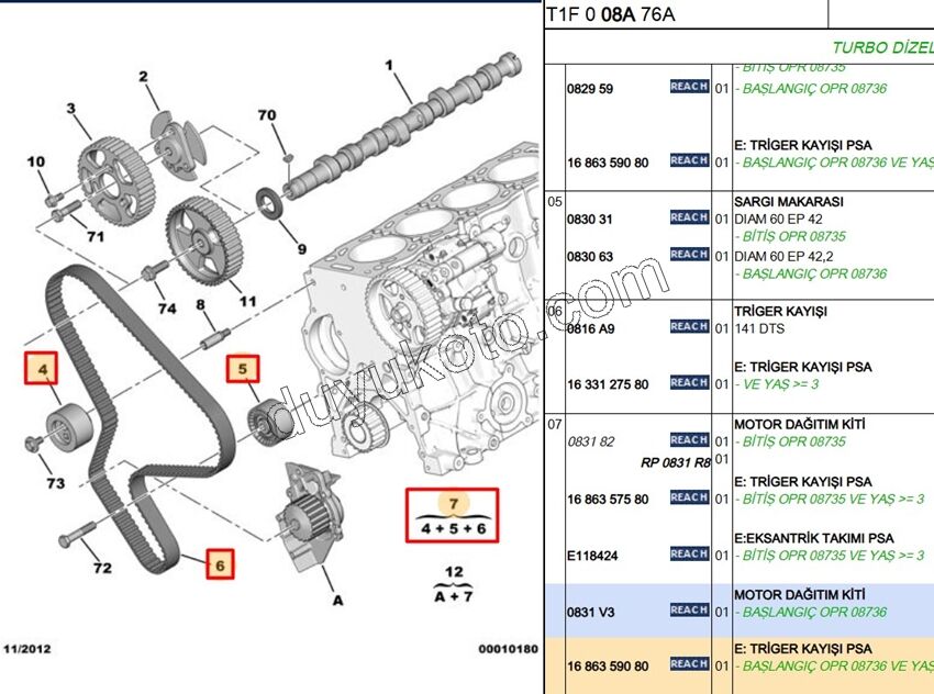 Eksantrik/Triger Kayış Seti DW10 8V